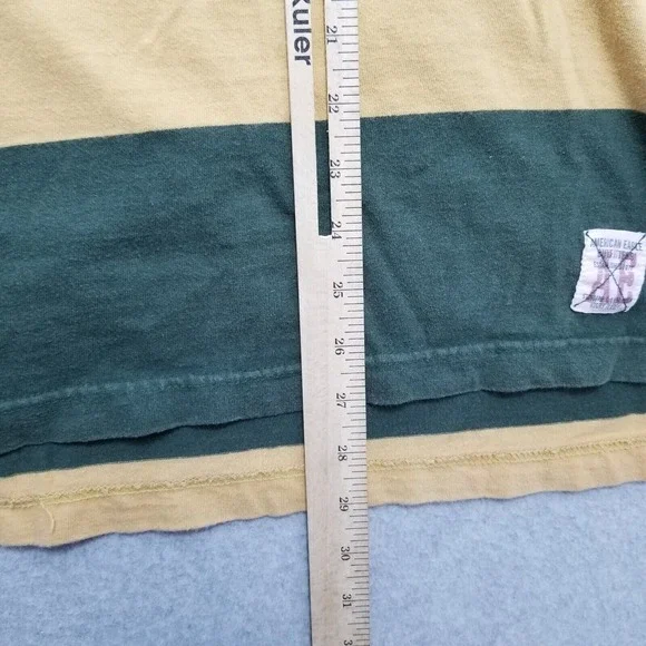 American Eagle Polo Shirt Mens Small Green‎ Short Sleeve Striped Cotton - Picture 10 of 13